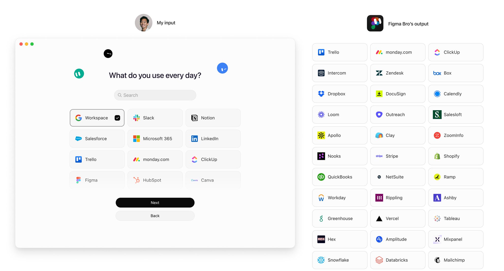 Onboarding tools layout assembled in Figma